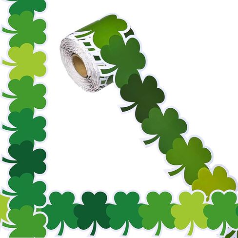 69 Feet St. Patrick's Day Bulletin Board Border Shamrock Rolled Border Trim，for School Office Home Classroom Doors Wall Windows Holiday Party Decor in Saudi Arabia