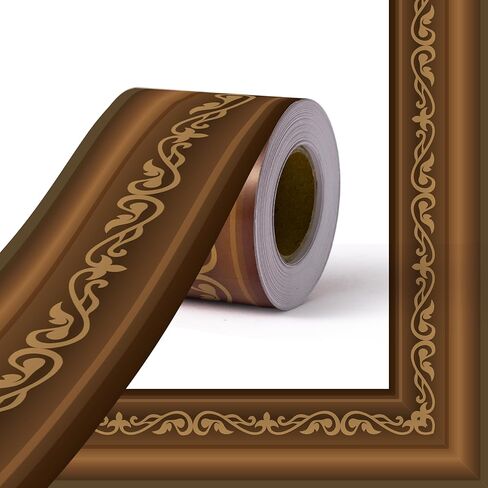 BeYumi Brown Frame Border Trim - 65ft Back to School Brown Frame Straight Rolled Border Trim Classic Photo Paint Picture Borders Bulletin Board Set School Classroom Office Chalkboard Wall Party Decor in Saudi Arabia