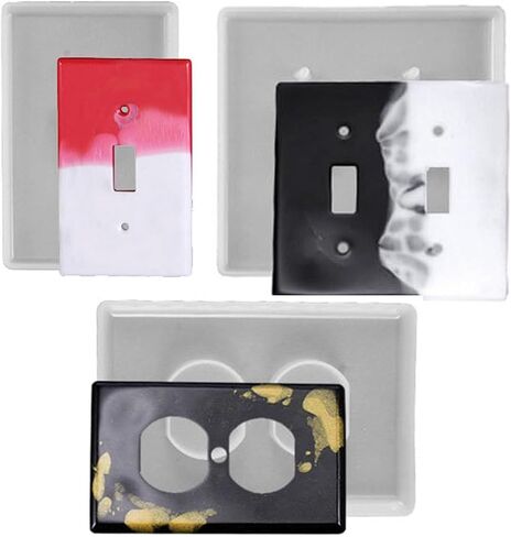 3Pcs DIY Silicone Resin Mold Set for Switch Socket Covers – Reusable Epoxy Resin Crafts Mold for Home Decor, Wall Outlet Covers, Light Switch Plates in Saudi Arabia