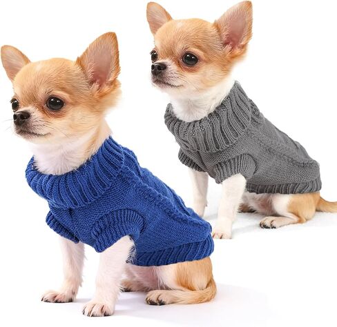 2 Pieces Small Dog Sweater, Chihuahua Sweater Spring Winter Cute Clothes for Yorkie Cat Extra Small Dog Clothes (Small) in Saudi Arabia
