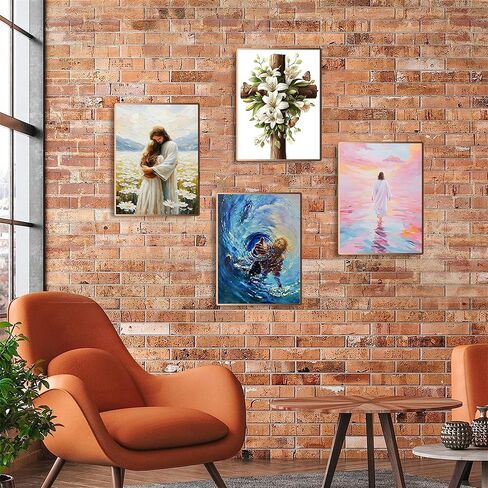 NZNANCHU 4PCS Jesus Wooden Framed Adult Paint by Number Kits,Easy Painting Kits on Canvas,Color by Numbers Acrylic Watercolor Gifts for Friends Home Wall Decor in Saudi Arabia