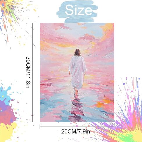 NZNANCHU 4PCS Jesus Wooden Framed Adult Paint by Number Kits,Easy Painting Kits on Canvas,Color by Numbers Acrylic Watercolor Gifts for Friends Home Wall Decor in Saudi Arabia