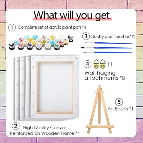 NZNANCHU 4PCS Jesus Wooden Framed Adult Paint by Number Kits,Easy Painting Kits on Canvas,Color by Numbers Acrylic Watercolor Gifts for Friends Home Wall Decor in Saudi Arabia