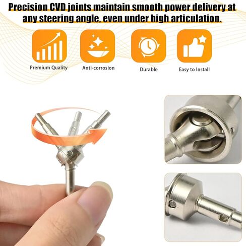 Axle Shaft Kit Stainless Steel Dog-Bone CVD Front/Rear Stub Axles Shafts Upgrade Accessories Compatible with 1/18 TRX4M Defender Bronco K10 RC Crawler Car (Silver) in Saudi Arabia