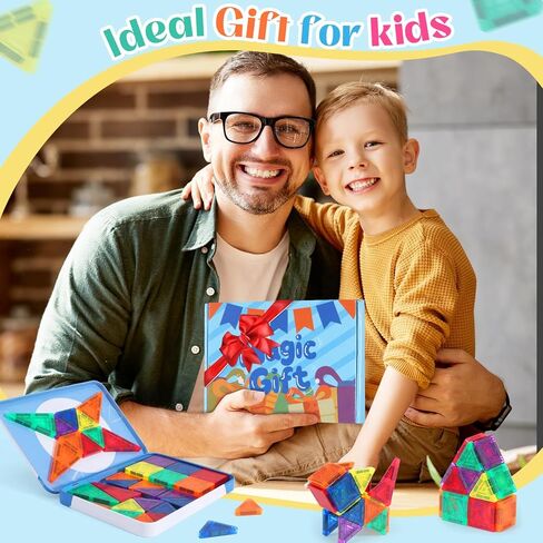 Mini Magnetic Tiles Travel Set with Case - Portable Magnetic Blocks Building for On-The-Go Play, Montessori STEAM Educational Sensory Toddler Toys for Boys Girls Ages 3+ in Saudi Arabia