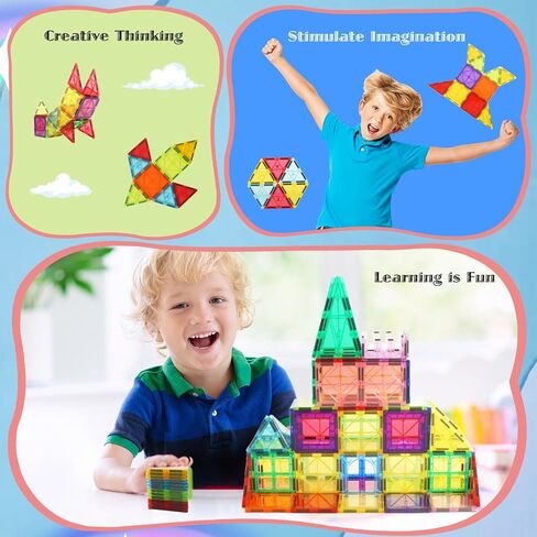 Magnetic Tiles 106 Piece Set, Magnet Building Blocks for Kids Toddlers, STEM Construction Toys with Gift Box for Ages 3 4 5 6 7 8+ Year Old Boys Girls in Saudi Arabia