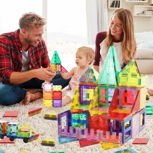 Magnetic Tiles 106 Piece Set, Magnet Building Blocks for Kids Toddlers, STEM Construction Toys with Gift Box for Ages 3 4 5 6 7 8+ Year Old Boys Girls in Saudi Arabia