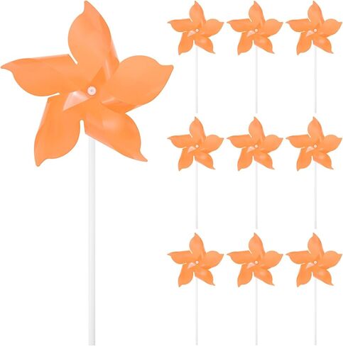 10-Pack Five Blades Rainbow Pinwheels, 9.4 Inch Plastic Wind Spinners Outdoor Flower Windmill for Party Decorations/Yard/Garden, Toy Wind Spinners [Light Blue] in Saudi Arabia