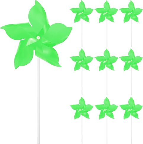 10-Pack Five Blades Rainbow Pinwheels, 9.4 Inch Plastic Wind Spinners Outdoor Flower Windmill for Party Decorations/Yard/Garden, Toy Wind Spinners [Light Blue] in Saudi Arabia