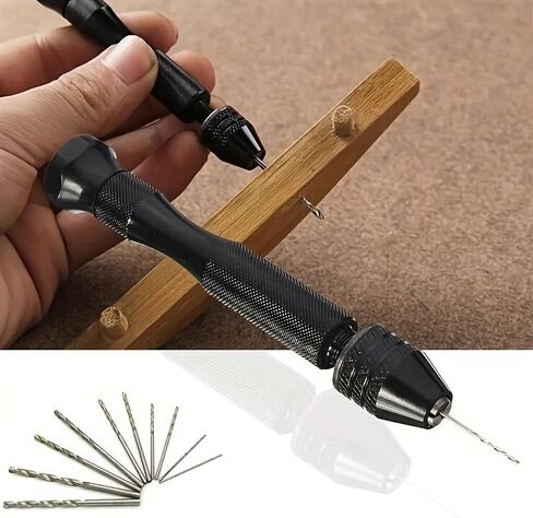 11pcs/Set Mini Aluminum Pin Vise for Resin Casting Molds Resin Drill with 10pcs Drill Bits Precision Hand Drill Tools for Epoxy in Saudi Arabia