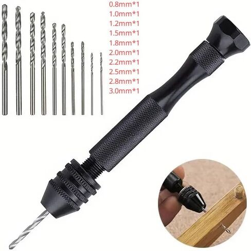 11pcs/Set Mini Aluminum Pin Vise for Resin Casting Molds Resin Drill with 10pcs Drill Bits Precision Hand Drill Tools for Epoxy in Saudi Arabia
