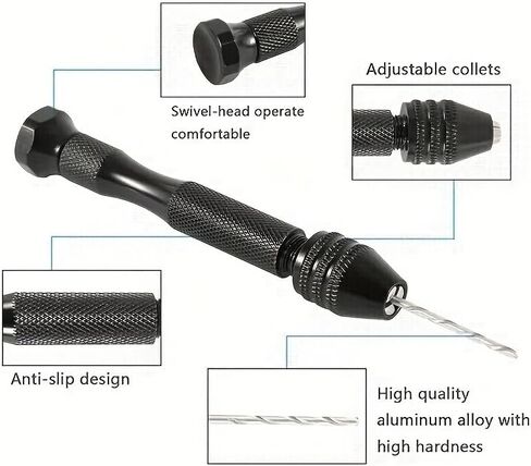 11pcs/Set Mini Aluminum Pin Vise for Resin Casting Molds Resin Drill with 10pcs Drill Bits Precision Hand Drill Tools for Epoxy in Saudi Arabia