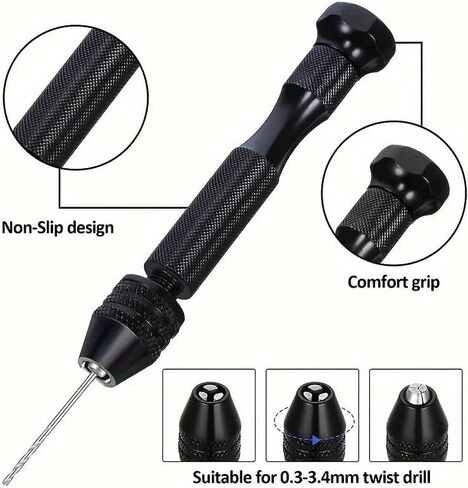 11pcs/Set Mini Aluminum Pin Vise for Resin Casting Molds Resin Drill with 10pcs Drill Bits Precision Hand Drill Tools for Epoxy in Saudi Arabia