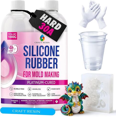 CRAFT RESIN 2.2 lbs Silicone Mold Making Kit – Shore 30A Hardness, Clear Liquid Silicone Rubber for Resin Casting, Soap & Candle Molding - Non-Toxic & Highly Flexible, 1:1 Mix Ratio Silicon in Saudi Arabia