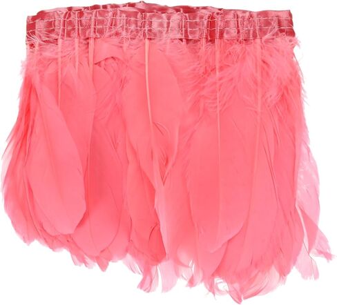 Goose Feathers Trim Fringe, 2 Yards 6-8" Natural Fluffy Feather Trim for Crafting/DIY Sewing/Party Clothing/Wedding Dress Decoration/Dream Catcher [Peach] in Saudi Arabia