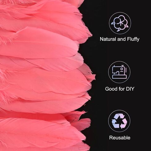 Goose Feathers Trim Fringe, 2 Yards 6-8" Natural Fluffy Feather Trim for Crafting/DIY Sewing/Party Clothing/Wedding Dress Decoration/Dream Catcher [Peach] in Saudi Arabia