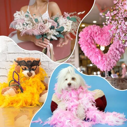 Goose Feathers Trim Fringe, 2 Yards 6-8" Natural Fluffy Feather Trim for Crafting/DIY Sewing/Party Clothing/Wedding Dress Decoration/Dream Catcher [Peach] in Saudi Arabia