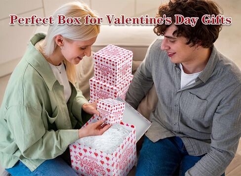 JWSCYSY 6PCS Valentine's Day Nesting Gift Boxes with Lid, Square Gift Boxes with Ribbon, Decorative Boxes Assorted Size for Valentine's Day Presents Wrapping, Party Favor Boxes (White) in Saudi Arabia
