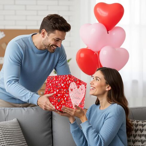 Valentines Cards Box with Pink Heart Favors Post Box Red Happy Valentines Day Cardboard for Kids Classroom, Valentine's Day, Baby Showers, Anniversary, Birthday Party Favors, Table Centerpiece Decorations in Saudi Arabia
