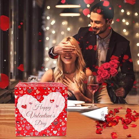 Valentines Cards Box with Pink Heart Favors Post Box Red Happy Valentines Day Cardboard for Kids Classroom, Valentine's Day, Baby Showers, Anniversary, Birthday Party Favors, Table Centerpiece Decorations in Saudi Arabia