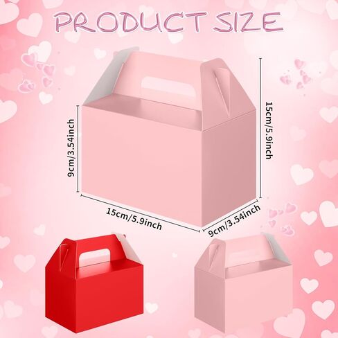 Colarr 48 Pcs Valentine's Day Gift Box Bulk with Handles, Pink & Red Elegant Treat Boxes Bulk 5.9 x 3.5 x 3.5 Inch Reusable Cardboard Gift Party Favors, Packaging for Her, Girlfriend, Cookies, Candy in Saudi Arabia