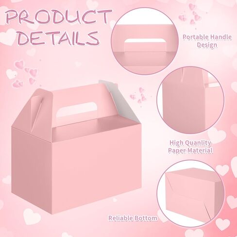 Colarr 48 Pcs Valentine's Day Gift Box Bulk with Handles, Pink & Red Elegant Treat Boxes Bulk 5.9 x 3.5 x 3.5 Inch Reusable Cardboard Gift Party Favors, Packaging for Her, Girlfriend, Cookies, Candy in Saudi Arabia