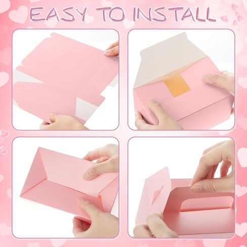 Colarr 48 Pcs Valentine's Day Gift Box Bulk with Handles, Pink & Red Elegant Treat Boxes Bulk 5.9 x 3.5 x 3.5 Inch Reusable Cardboard Gift Party Favors, Packaging for Her, Girlfriend, Cookies, Candy in Saudi Arabia