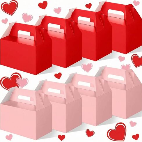 Colarr 48 Pcs Valentine's Day Gift Box Bulk with Handles, Pink & Red Elegant Treat Boxes Bulk 5.9 x 3.5 x 3.5 Inch Reusable Cardboard Gift Party Favors, Packaging for Her, Girlfriend, Cookies, Candy in Saudi Arabia