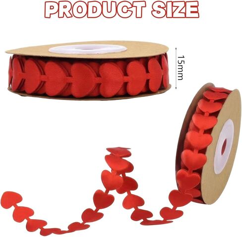 2 Rolls Red Love Ribbon for Valentine's Day, Heart Shape Wrapping Ribbons Embossed Love Ribbon Gift Bouquet Wrapping Decorations for Wedding Anniversary DIY Craft Packaging Decorative Supplies in Saudi Arabia