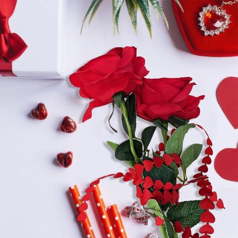 2 Rolls Red Love Ribbon for Valentine's Day, Heart Shape Wrapping Ribbons Embossed Love Ribbon Gift Bouquet Wrapping Decorations for Wedding Anniversary DIY Craft Packaging Decorative Supplies in Saudi Arabia