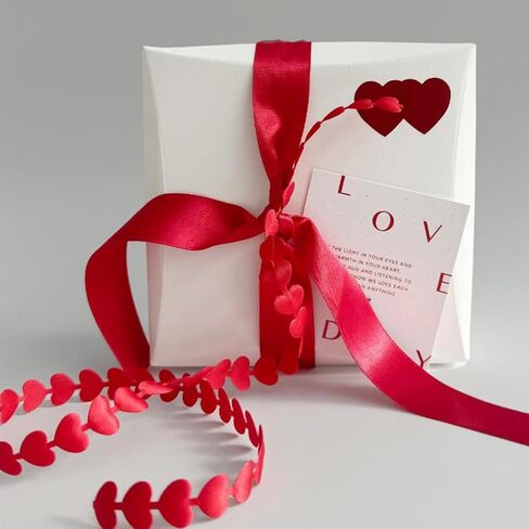 2 Rolls Red Love Ribbon for Valentine's Day, Heart Shape Wrapping Ribbons Embossed Love Ribbon Gift Bouquet Wrapping Decorations for Wedding Anniversary DIY Craft Packaging Decorative Supplies in Saudi Arabia