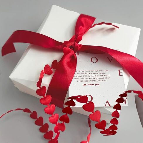 2 Rolls Red Love Ribbon for Valentine's Day, Heart Shape Wrapping Ribbons Embossed Love Ribbon Gift Bouquet Wrapping Decorations for Wedding Anniversary DIY Craft Packaging Decorative Supplies in Saudi Arabia
