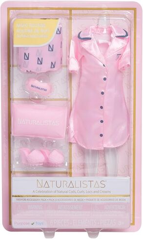مجموعة ملابس وإكسسوارات من Naturalistas Fashion Pack Night Routine مكونة من 6 قطع لدمى Naturalistas بطول 11.5 بوصة، تم تصميمها وتطويرها بواسطة Purpose Toys (تباع الدمية بشكل منفصل) in Saudi Arabia
