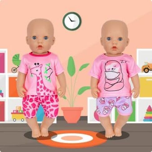 Ecore Fun Girl Doll Clothes, 5 Set 16-18 Inch Baby Doll Clothes and Accessories -Doll Animal Outfits Gift-Tops and Pants in Saudi Arabia