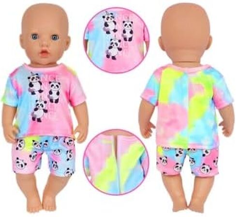 Ecore Fun Girl Doll Clothes, 5 Set 16-18 Inch Baby Doll Clothes and Accessories -Doll Animal Outfits Gift-Tops and Pants in Saudi Arabia