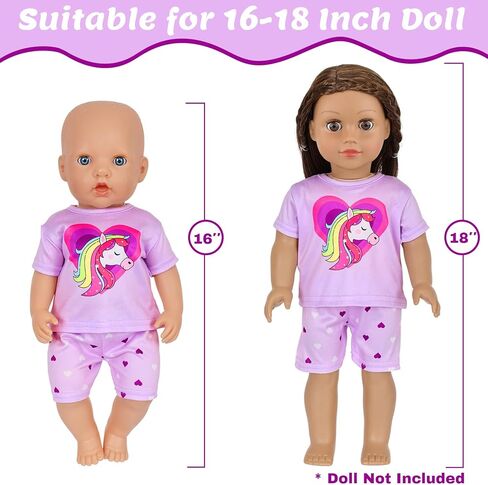 Ecore Fun Girl Doll Clothes, 5 Set 16-18 Inch Baby Doll Clothes and Accessories -Doll Animal Outfits Gift-Tops and Pants in Saudi Arabia