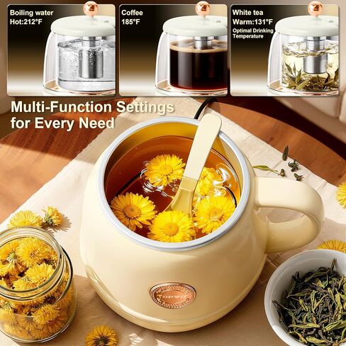 كوب TOPWIT ذاتي التسخين، 14oz تسخين سريع يصل إلى 212 درجة فهرنهايت، كوب قهوة للتحكم في درجة الحرارة للمشروبات الدافئة، كوب قهوة للتدفئة، غلاية سفر كهربائية، هدية للعائلة/الأصدقاء/الشيوخ، 110 فولت in Kuwait