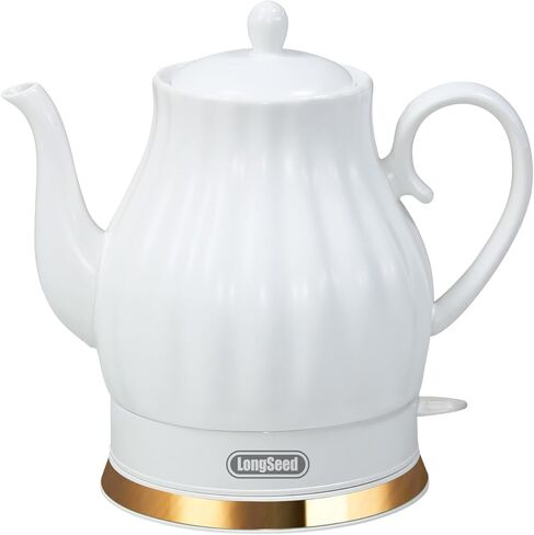 Ceramic Electric Kettle, 1.5 Liters/1200W Electric Tea Kettle, Heats Water Quickly, Automatic Shut - off, Boil - Dry Protection, Free Of BPA, Matte White in Kuwait