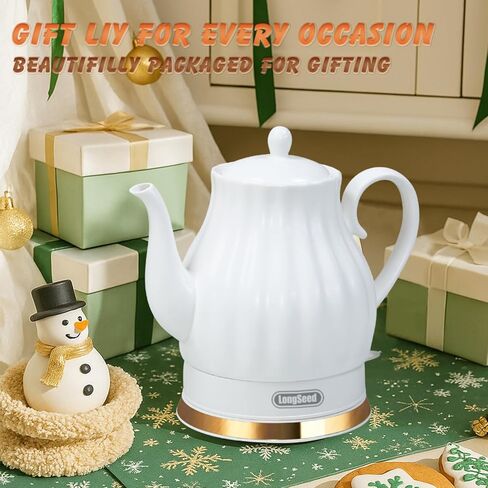 Ceramic Electric Kettle, 1.5 Liters/1200W Electric Tea Kettle, Heats Water Quickly, Automatic Shut - off, Boil - Dry Protection, Free Of BPA, Matte White in Kuwait