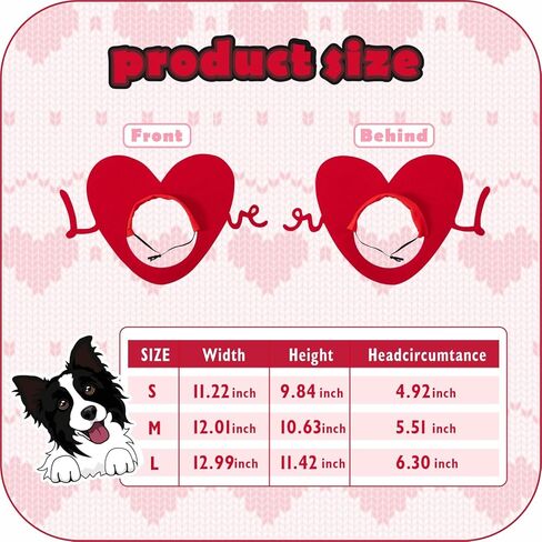 Valentines Day Dog Costume Valentine’s Day Red Love Heart Dog Outfit Adjustable Cute Headwear for Pet Dog (Red S) in Saudi Arabia