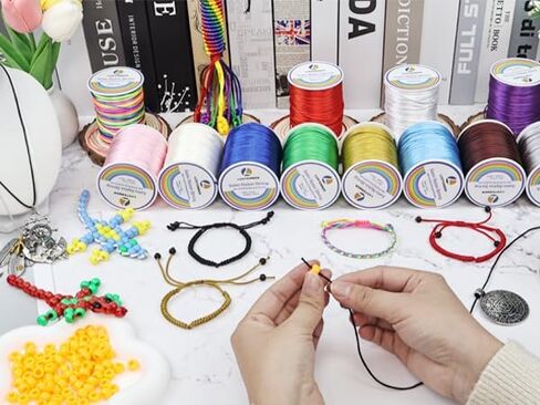 330 Feet Satin Nylon String, 1 mm Silky Smooth Durable Nylon Cord for Jewelry Making, Bracelets, Beading, Necklaces, Macrame, Kumihimo, Rattail, and Chinese Knot Craft in Saudi Arabia