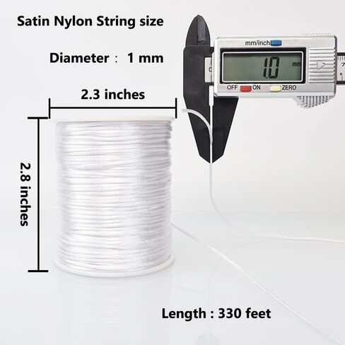 330 Feet Satin Nylon String, 1 mm Silky Smooth Durable Nylon Cord for Jewelry Making, Bracelets, Beading, Necklaces, Macrame, Kumihimo, Rattail, and Chinese Knot Craft in Saudi Arabia