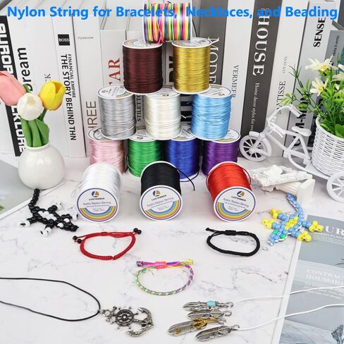 330 Feet Satin Nylon String, 1 mm Silky Smooth Durable Nylon Cord for Jewelry Making, Bracelets, Beading, Necklaces, Macrame, Kumihimo, Rattail, and Chinese Knot Craft in Saudi Arabia