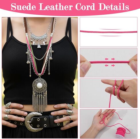 Faux Suede Leather Cord, 25 Rolls Flat for Jewelry Making, Leather Strips & Laces for Dream Catcher Supplies DIY Crafts, Thread Velvet String for Necklace, Bracelet, Beading (25 Colors) in Saudi Arabia