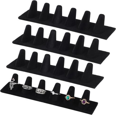 4 Pcs Black Velvet Ring Display, 6 Finger Rings Display for Ring Storage in Saudi Arabia