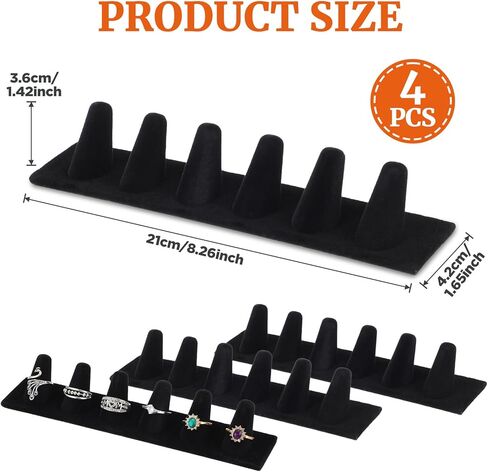 4 Pcs Black Velvet Ring Display, 6 Finger Rings Display for Ring Storage in Saudi Arabia