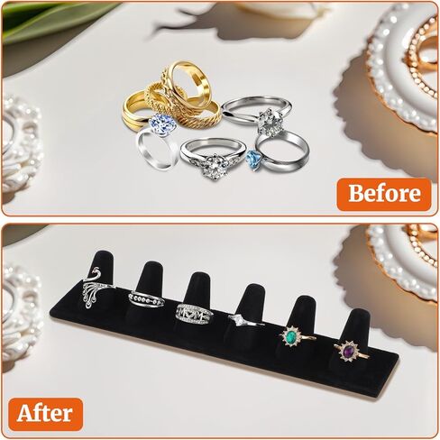4 Pcs Black Velvet Ring Display, 6 Finger Rings Display for Ring Storage in Saudi Arabia
