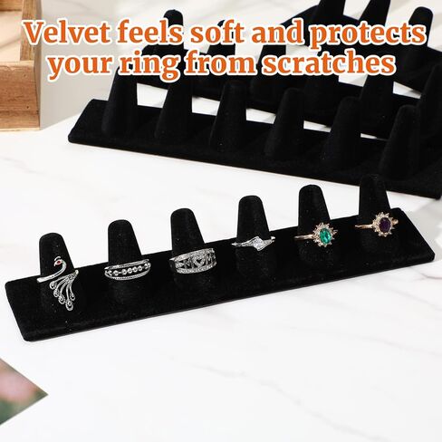 4 Pcs Black Velvet Ring Display, 6 Finger Rings Display for Ring Storage in Saudi Arabia