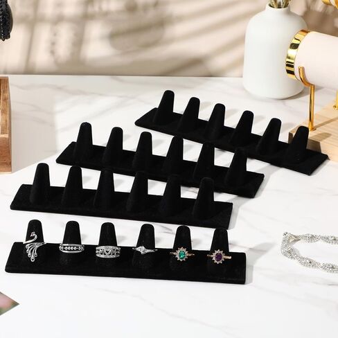 4 Pcs Black Velvet Ring Display, 6 Finger Rings Display for Ring Storage in Saudi Arabia