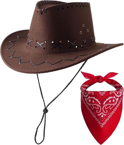 JOYEBUY Kids Western Party Hats Toddler Cowboy Hats Boys Girls Cowgirl Hat with Bandanas in Saudi Arabia